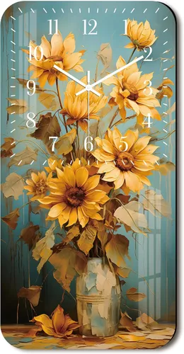 Vista 9 de Reloj de pared grande para sala de estar, reloj de pared de girasol, funciona con pilas, 24 pulgadas, reloj de pared rústico de granja que no hace