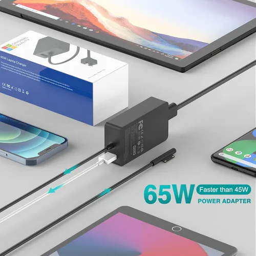 Vista 8 de Cargador de 65 W compatible con Microsoft Surface Pro 11, 10, 9, 8, 7+, 7, 6, 5, 4, 3, X, adaptador de corriente para Windows Surface Laptop