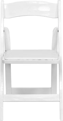 Vista 4 de EMMA + OLIVER Paquete de 2 sillas plegables de madera blanca con asiento acolchado de vinilo