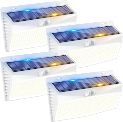 Vista 15 de 368 luces LED solares para exteriores con sensor de movimiento, valla solar con 3 modos de iluminación, seguridad alimentada, impermeable
