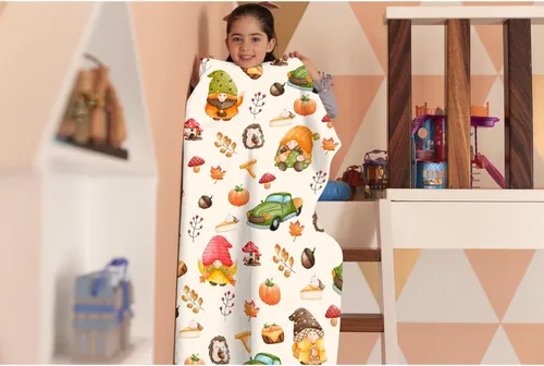 Vista 5 de Manta de otoño de gnomo, gnomo de otoño de 30 x 40 pulgadas, ligera, súper suave y acogedora para sofá, cama, sofá y silla