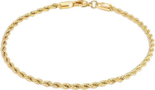 Vista 2 de Barzel Tobillera trenzada chapada en oro de 18 quilates para mujer, fabricada en Brasil, Metal