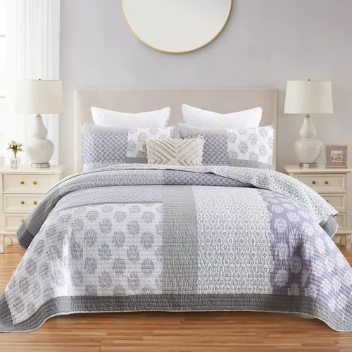 Vista 10 de Y-PLWOMEN - Juego de cama de 2 piezas con edredón individual, 100% algodón, ligero, floral, reversible, para casa de campo para todas