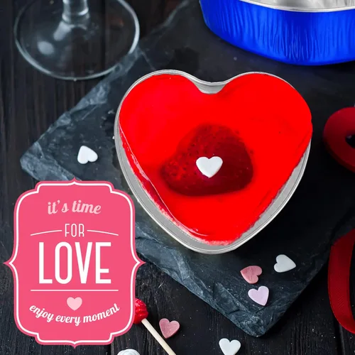 Vista 7 de Honeydak 100 juegos de moldes para hornear con forma de corazón, mini molde de aluminio de 3.4 onzas, lata desechable para cupcakes con tapas