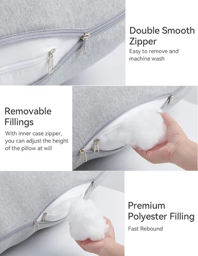 Vista 5 de Momcozy Almohadas de embarazo en forma de U con funda extraíble de algodón, almohada de cuerpo completo de 57 pulgadas, soporte de maternidad
