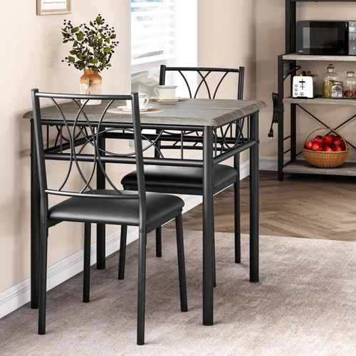 Vista 8 de Amyove Mesa de cocina y sillas para 4, juego de mesa de comedor para 4 personas con sillas tapizadas, juego de mesa de cocina rectangular de metal