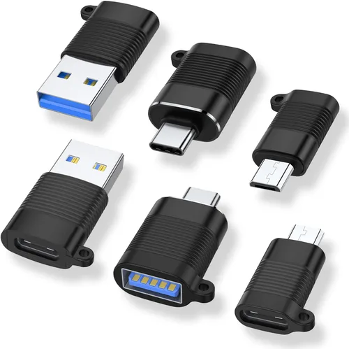 AreMe Adaptador USB C (Paquete de 6), Adaptador Micro USB macho a USB C hembra, Conector convertidor USB 3.0 a tipo C (Negro)