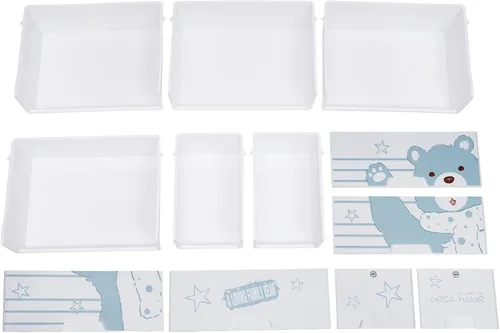 Vista 8 de Cómoda moderna de 6 cajones, 5 capas de plástico con cajones de almacenamiento, organizador alto con ruedas enrollables, llaves para ropa