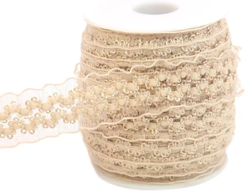 Vista 8 de Cinta elástica naranja con volantes de 25 yardas para coser de 3/4 pulgadas de organza elástica con ribete de encaje de ganchillo, banda elástica