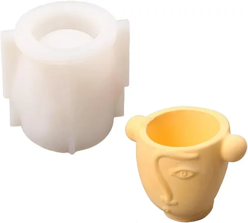 Molde de silicona de cemento Ceative Face Flower Pot Mold DIY Pen Holder Making Tools