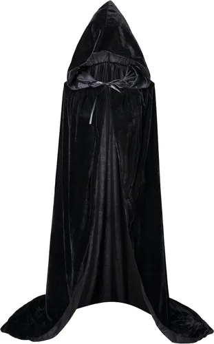 Vista 2 de VGLOOK Unisex Adults Hooded Cloak Velvet Cape for Halloween Cosplay Costumes