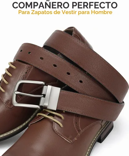 Vista 3 de CHAOREN Cinturón reversible para hombre, 1 pieza, cinturón de vestir de Negro/Marrón