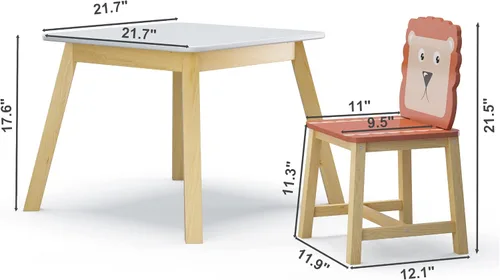 Vista 7 de Mesa de actividades de madera para niños+4 sillas para niño y niña Colorido