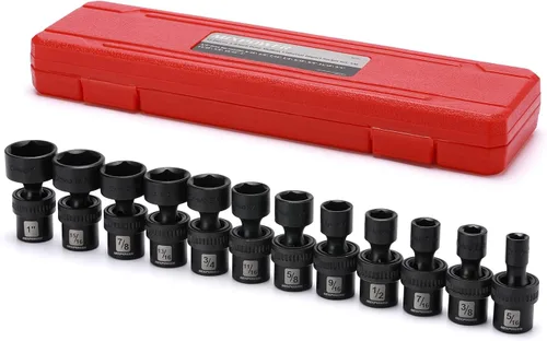 Vista 14 de MIXPOWER Juego de 6 piezas de enchufe de impacto universal poco profundo de 1/4" Drive SAE, 1/4" - 9/16", enchufe giratorio con oscilación flexible