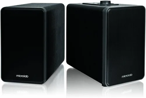 Microlab H21 Bluetooth inalámbrico 2.0 sistema de altavoces de estantería bidireccional w/puerto de carga USB y gabinetes de madera con acabado de