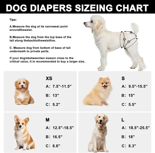 Vista 2 de Pañales reutilizables para perras hembras, paquete de 3, pañales para perras para período, celo e incontinencia, entrenamiento de cachorros