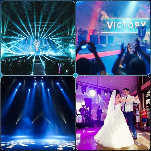 Vista 5 de HOLDLAMP Luces de DJ con cabeza móvil de enfoque, luz LED de cabeza móvil de 150 W con 15 gobos (prisma de 3 facetas), 7 colores, modo DMX, 19