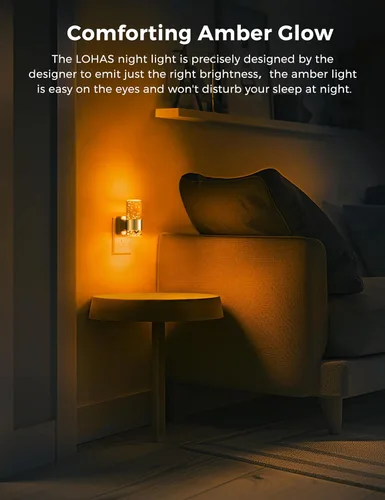 Vista 49 de L LOHAS LED Luz nocturna, paquete de 2 luces nocturnas de burbujas de 3000 K enchufables a la pared, luces nocturnas acrílicas con sensor de luz