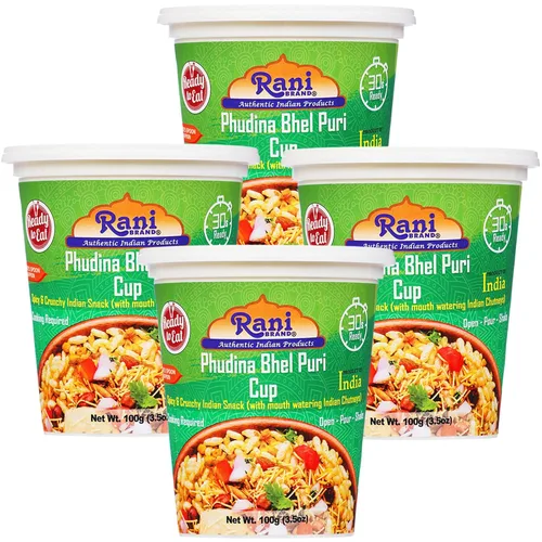 Vista 15 de Rani Roasty Bhel Puri Cup (bocadillo indio picante y crujiente con deliciosos chutneys indios) 3.5 oz (100 g), paquete de 2 ~ Listo para comer