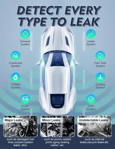 Vista 7 de Probador de diagnóstico de humo Evap automotriz - Detector de fugas de vacío de 12 V CC con compresor de aire incorporado para sistema de tuberías