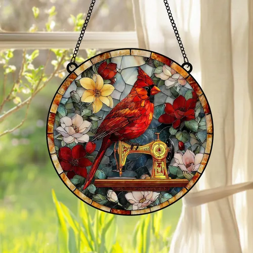 Vista 10 de Tropical Pineapple Blossoms Acrylic Suncatcher - Faux Handmade Stained Glass Window Hanging Ornament for Display, Home Decor & Gift Idea for