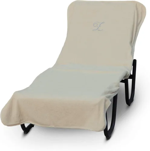 Vista 105 de Funda de lujo para tumbona de piscina con monograma de Hotel y Spa, bordado con letras en bloque - Extra absorbente 100% algodón turco - Rizo suave