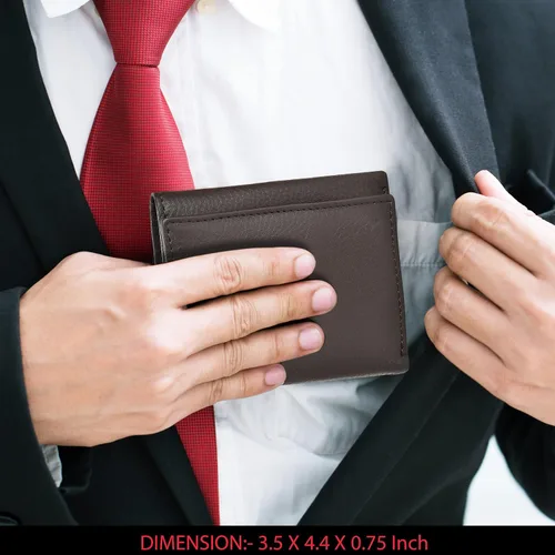 Vista 4 de Carteras de cuero de plegado tríptico para hombres con interferencia de radiofrecuencia RFID bolsillo frontal y 9 ranuras para tarjetas de crédito