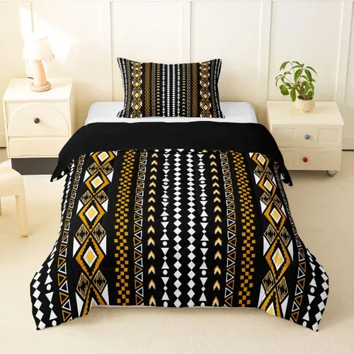 Vista 32 de Erosebridal Bohemian Twin Comforter Set Country Southwestern Bedding Set for Kids Teens Boho Aztec Arrows Diamond Comforter Black Gray Geometric