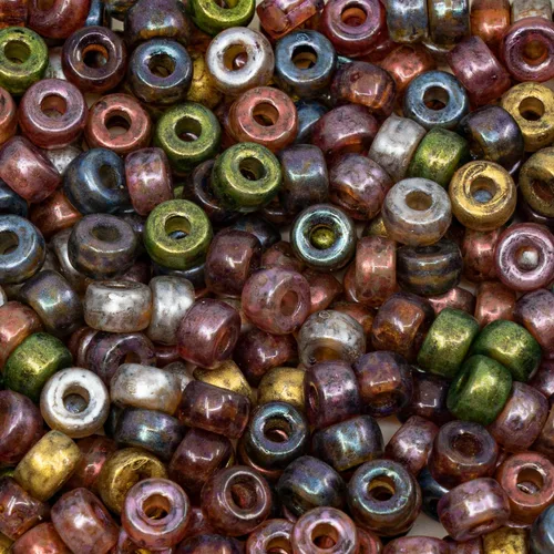 Vista 25 de Mezcla de cuentas prensadas de vidrio de Bohemia checa, mate y brillante, hechas a mano, color rosa cobre antiguo