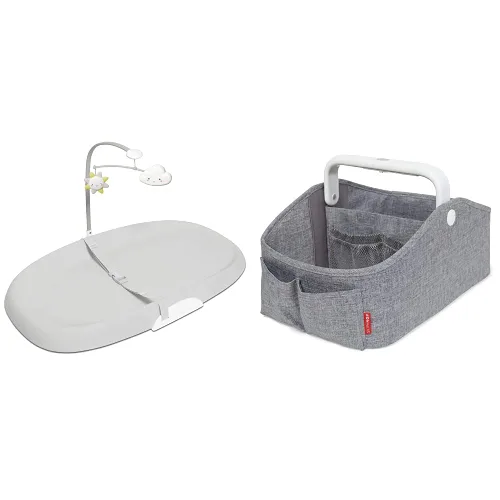 Skip Hop Newborn Essentials Starter & Baby Gift Set, Cambiador: Cambiador y organizador de pañales, gris