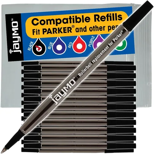 Vista 8 de Jaymo Repuesto para Parker Quink 1950323 – Medidas 4.56 in / 116 mm de largo – Recambio de bolígrafo roller – 12 negro