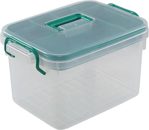 Organizador transparente de primeros auxilios con compartimentos, caja de almacenamiento de suministros médicos familiares de plástico