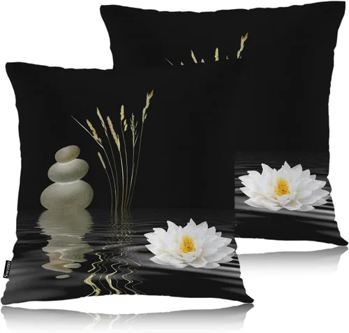 Vista 24 de Swono Juego de 2 fundas de almohada decorativas con flores de hiedra, fundas de almohada de flores abstractas con flores de granja para sofá, cama