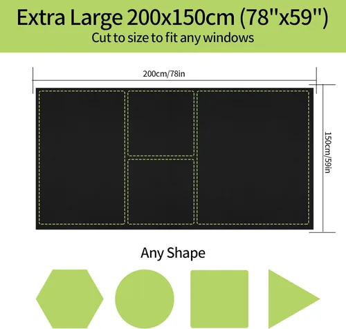Vista 2 de RUGLAMZHIP Cortinas opacas, persianas portátiles 100% opacas, 78 x 59 pulgadas, persianas opacas para ventana, cubierta temporal de ventana