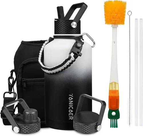 Vista 18 de Botella de agua aislada de 40 onzas, acero inoxidable al vacío de triple pared (apta para lavavajillas), a prueba de fugas y sin BPA, frasco