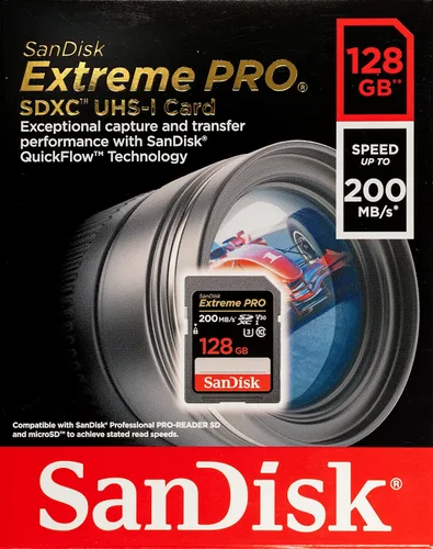 Vista 2 de SanDisk - Tarjeta de memoria Extreme Pro de 128 GB funciona con Nikon D3400, D3300, D750, D5500, D5300, D500, AW130, W100, L840, A900 con 1 lector
