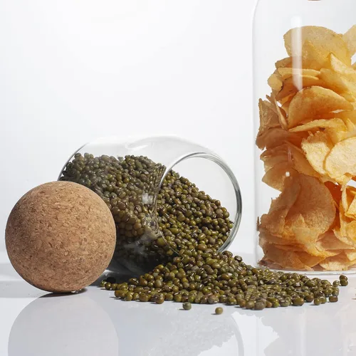 Vista 3 de IVAILEX Tarros de vidrio con tapas de corcho, tarro de caramelo con tapa, tarro de café para mostrador, tarro de galletas con tapas herméticas