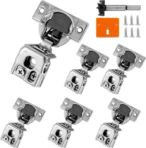 Vista 16 de Bisagras de gabinete de 1 pulgada de superposición con cierre suave, 2 paquetes de bisagras de cierre lento y suave para gabinetes de cocina