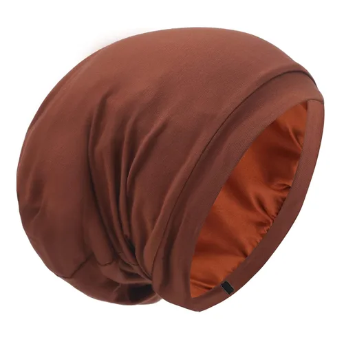 Vista 19 de Gorro de dormir con forro de satén, ajustable, no se decolora, con calavera, para proteger el cabello rizado natural, negro y gris oscuro
