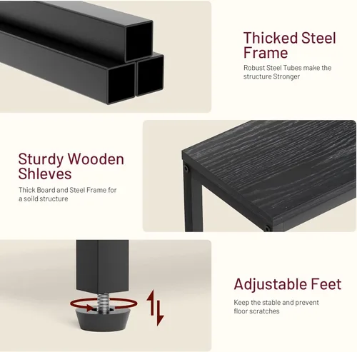 Vista 4 de SLEEPING LAMB Mesa auxiliar estrecha pequeña para espacio pequeño, mesa auxiliar de sofá de 2 niveles, mesa de noche delgada para sala de estar