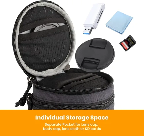 Vista 6 de TARION Funda rígida para lente de cámara, 4.7 x 8.9 pulgadas, a prueba de golpes, funda rígida de EVA con correa para el hombro para lentes