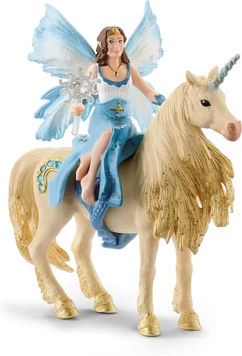 Schleich Bayala - Muñeca Eyela de sirena con unicornio dorado, 4 piezas, con detalles atrevidos y brillantes, juguete imaginativo altamente duradero