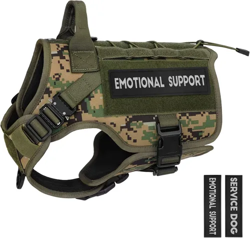 Vista 33 de PETNANNY - Chaleco táctico para perro de servicio - Arnés de apoyo emocional sin tirones con parches de gancho y bucle y sistema Molle para Negro