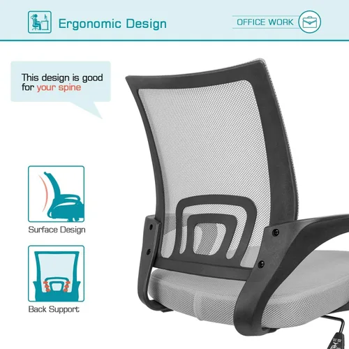 Vista 5 de Devoko - Silla de oficina, silla de malla giratoria con respaldo medio, ergonómico, altura de la silla de malla ajustable, soporte lumbar, silla