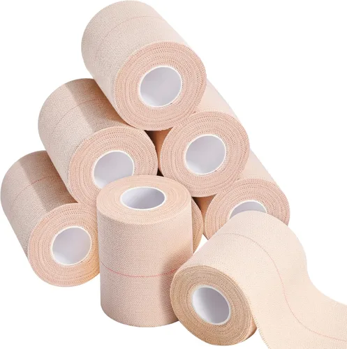 Vista 9 de Tondiamo 8 rollos de cinta adhesiva elástica para vendaje médico, cinta deportiva deportiva, tiras elásticas flexibles para tobillo, rodilla