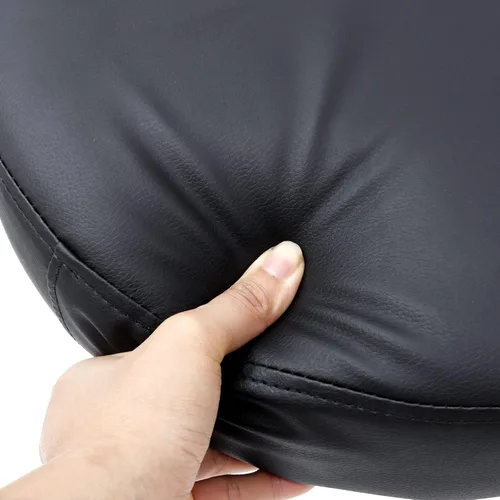 Vista 6 de Nouva Taburete redondo de cuero sintético con reposapiés, taburetes giratorios hidráulicos ajustables en altura, taburetes redondos de cuero PU