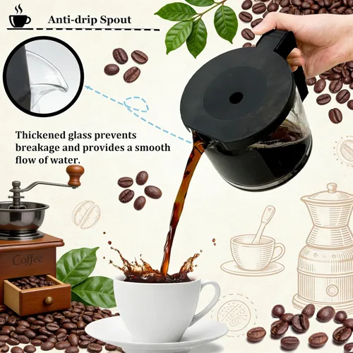 Vista 6 de Jarra compatible con Technivorm 89830 jarra de vidrio de 1.25L/40 onzas, 10 tazas de repuesto compatible con máquinas de café Moccamaster