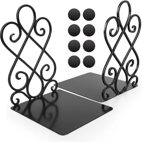 Anwenk Sujetalibros vintage con almohadillas de fieltro, soporte resistente de 2.2 libras, base larga, soporte para libros de arte de lujo, estilo