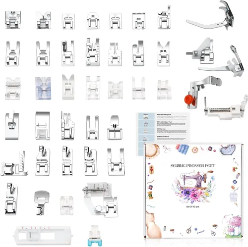 Juego de 42 prensatelas para máquina de coser, accesorios con manual para Brother, Babylock, Singer, Elna, Toyota, New Home, Simplicity, Necchi,