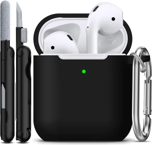 Vista 23 de Funda para AirPods con llavero, protección completa, de silicona, accesorios para AirPods, funda para chicas con estuche de carga inalámbrico